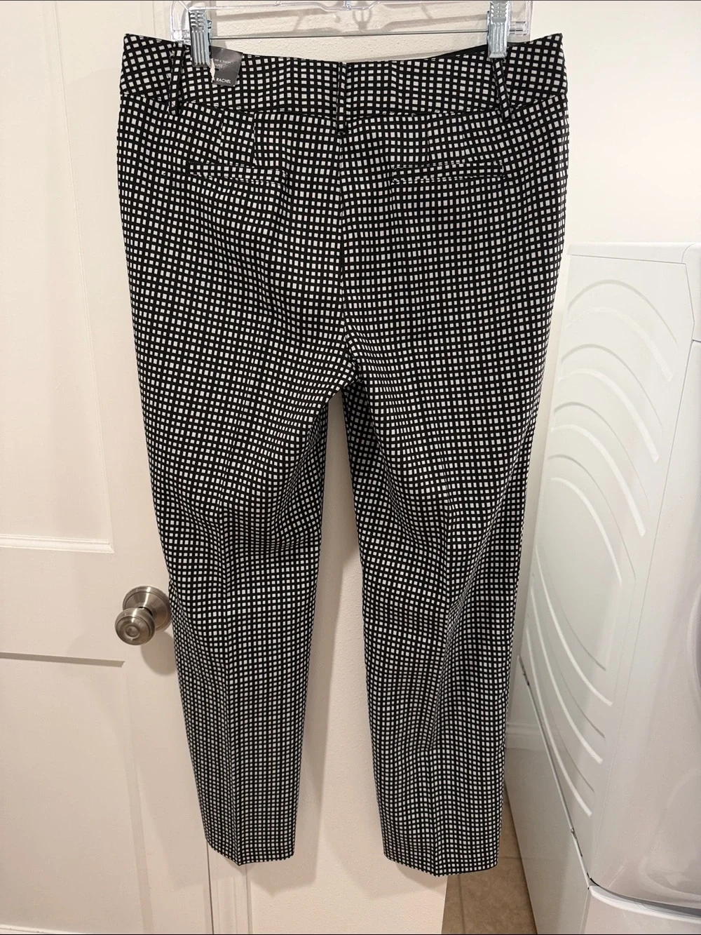 Men's Black & White Check Slim Dress Pants